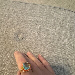 Gold Ring with Blue and Orange Stone